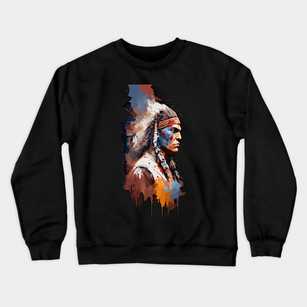 Native American Warrior V1 Crewneck Sweatshirt by Peter Awax